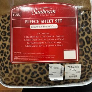 Sunbeam Luxurious Leopard Fleece Sheet Set - Full